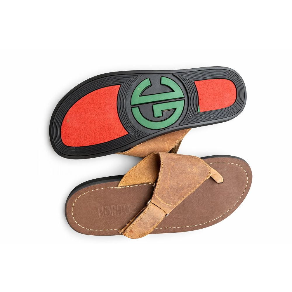 Leather Sandals with Cross Strap Design